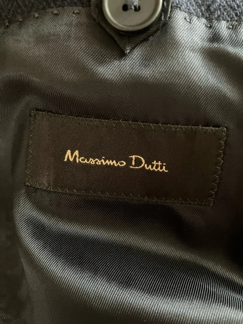 Massimo Dutti Navy Two-Button Textured Blazer - Picture 3 of 5